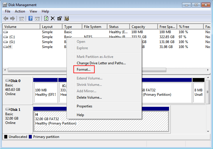 format disk with dm